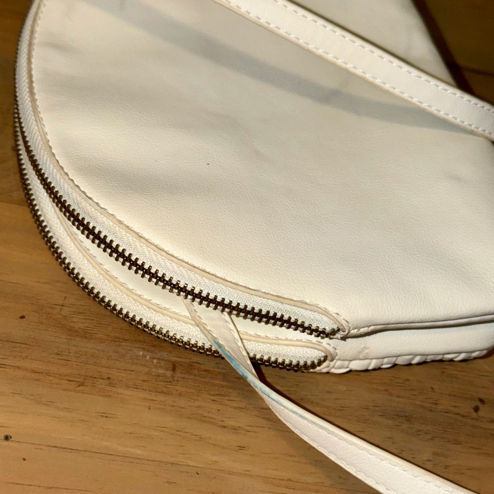 Anthropologie Crossbody White Woven Leather Purse with Adjustable Strap - Picture 10 of 14